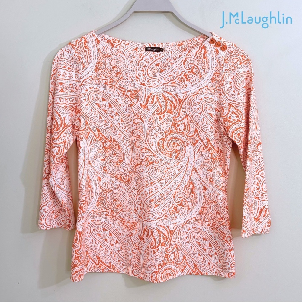 J. McLaughlin 3/4 Sleeve Boatneck Top